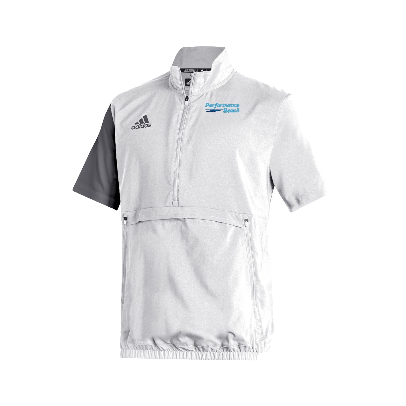 Stadium 1/4 Zip Woven Short Sleeve - White - Grey