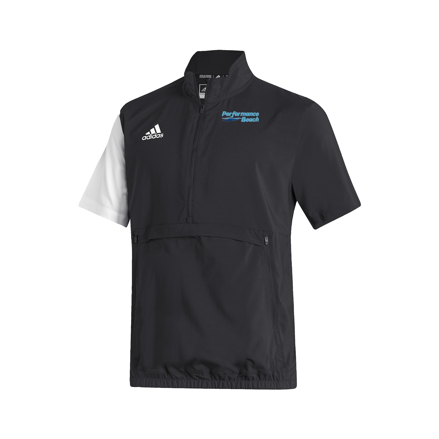 Stadium 1/4 Zip Woven Short Sleeve - Black - White