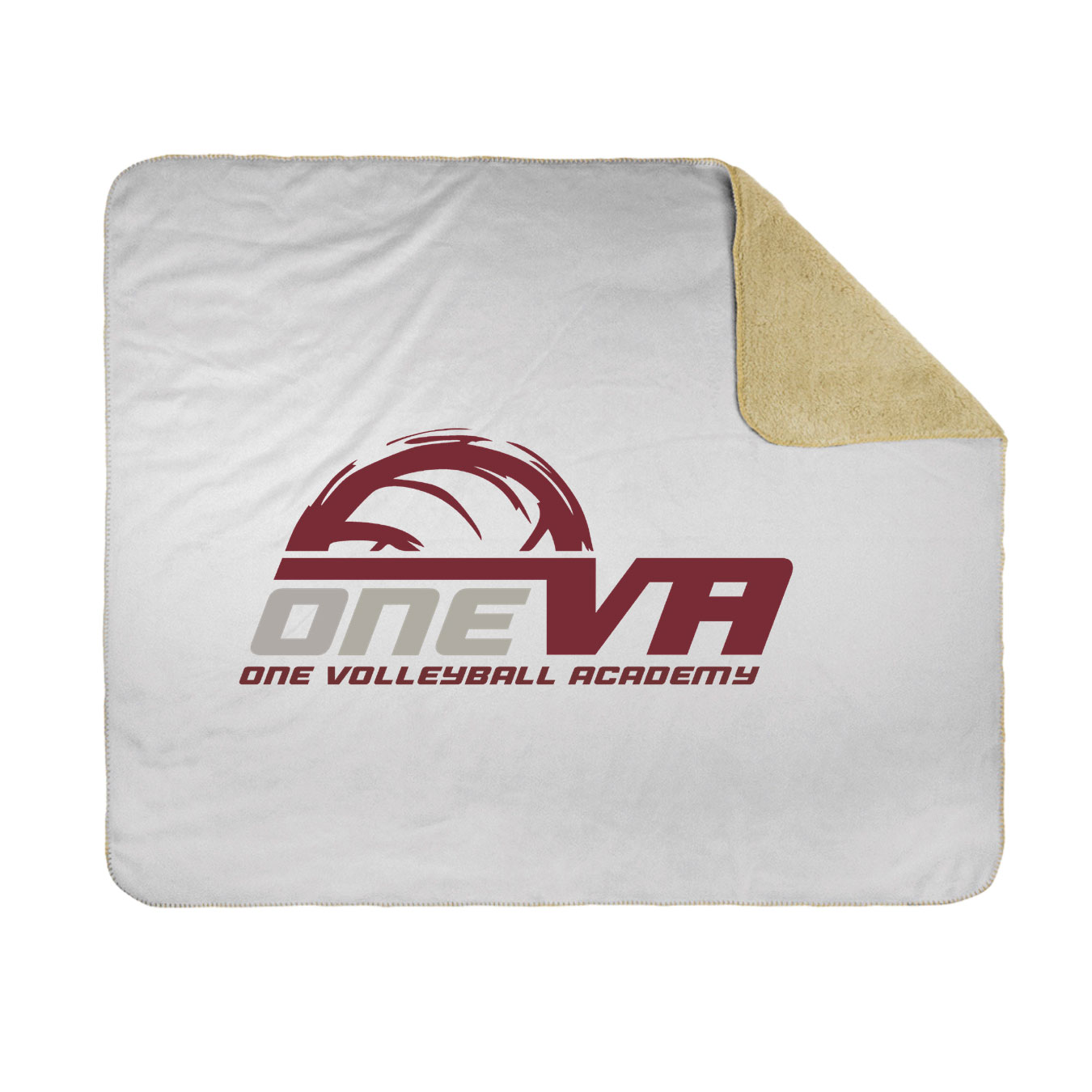 50x60 Sherpa Lined Throw Blanket - White - Logo Text Drop