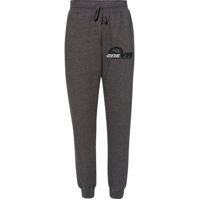 Fleece Joggers Women's - Charcoal - Embroidery Text Drop