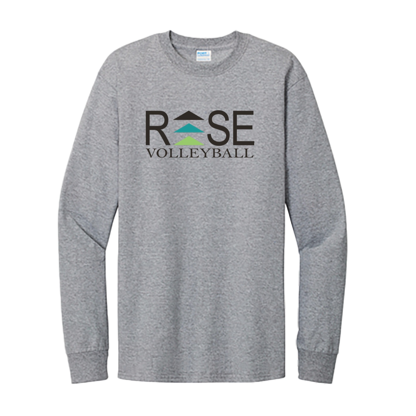 Port & Company Tall Long Sleeve Essential Tee - Athletic Heather - Logo Text Drop