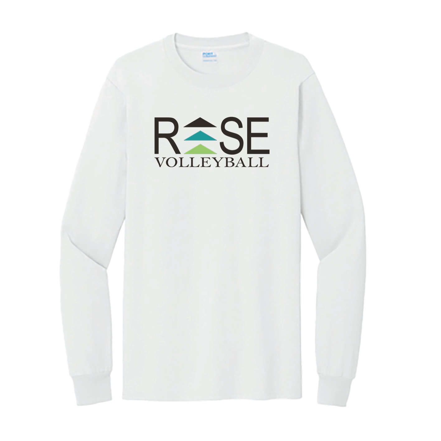 Port & Company Tall Long Sleeve Essential Tee - White - Logo Text Drop