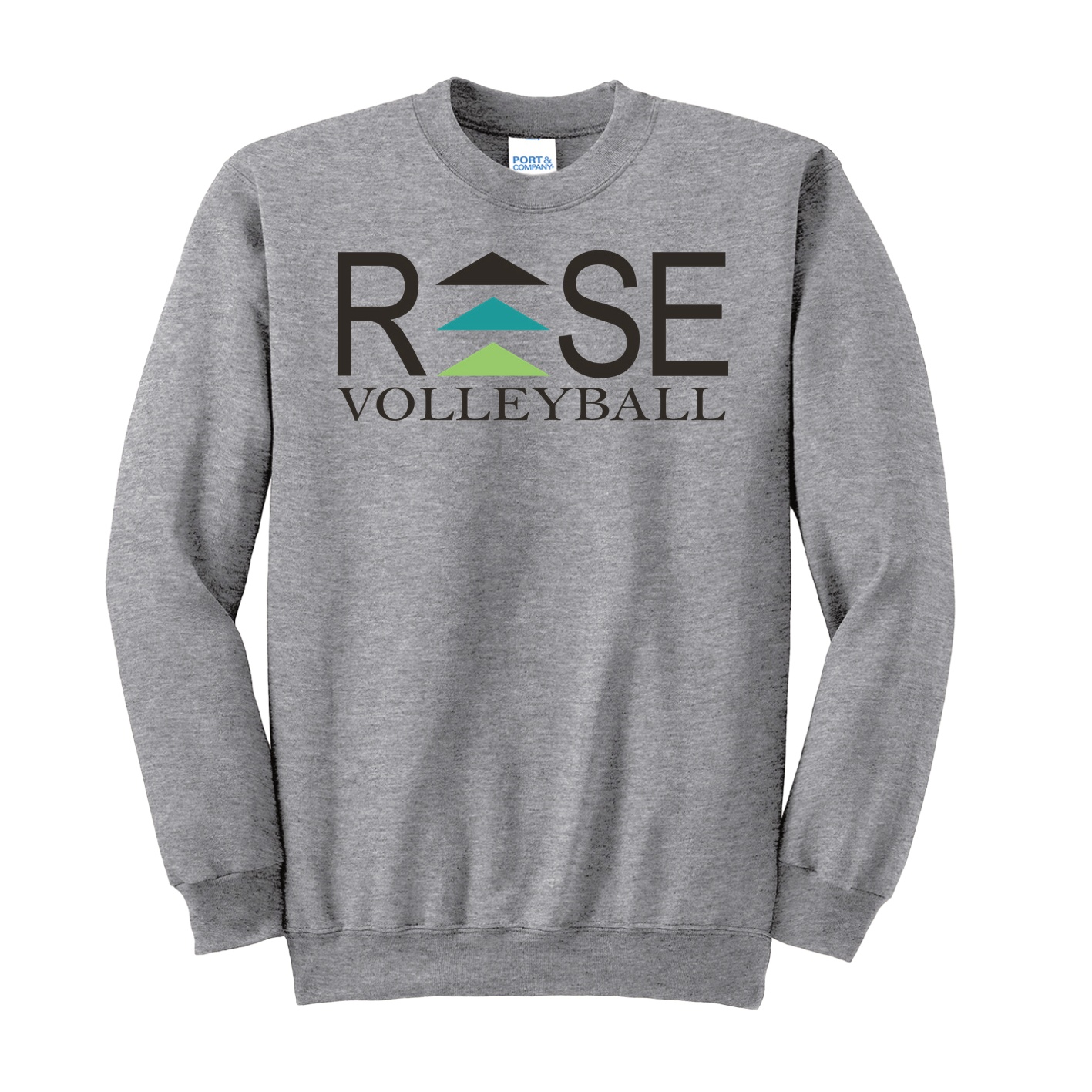 Port & Company Tall Essential Fleece Crewneck Sweatshirt - Athletic Heather - Logo Text Drop
