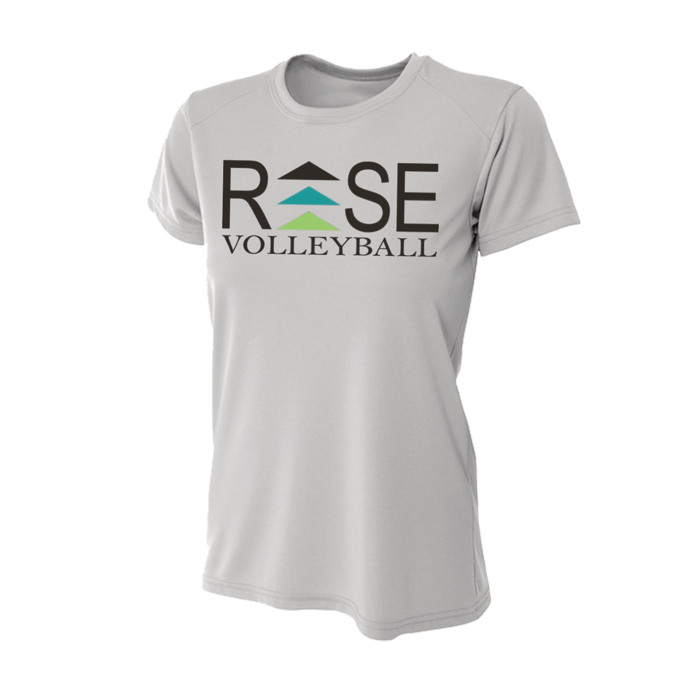 Women's Slim Fitting Performance T-shirt - Silver - Logo Text Drop