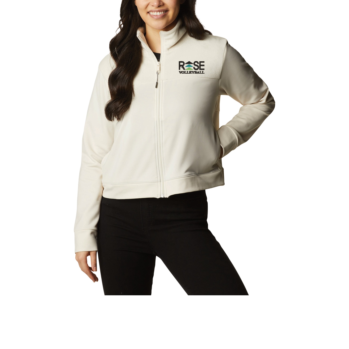 Women's Columbia River Fleece Full Zip - Chalk - Embroidery Text Drop