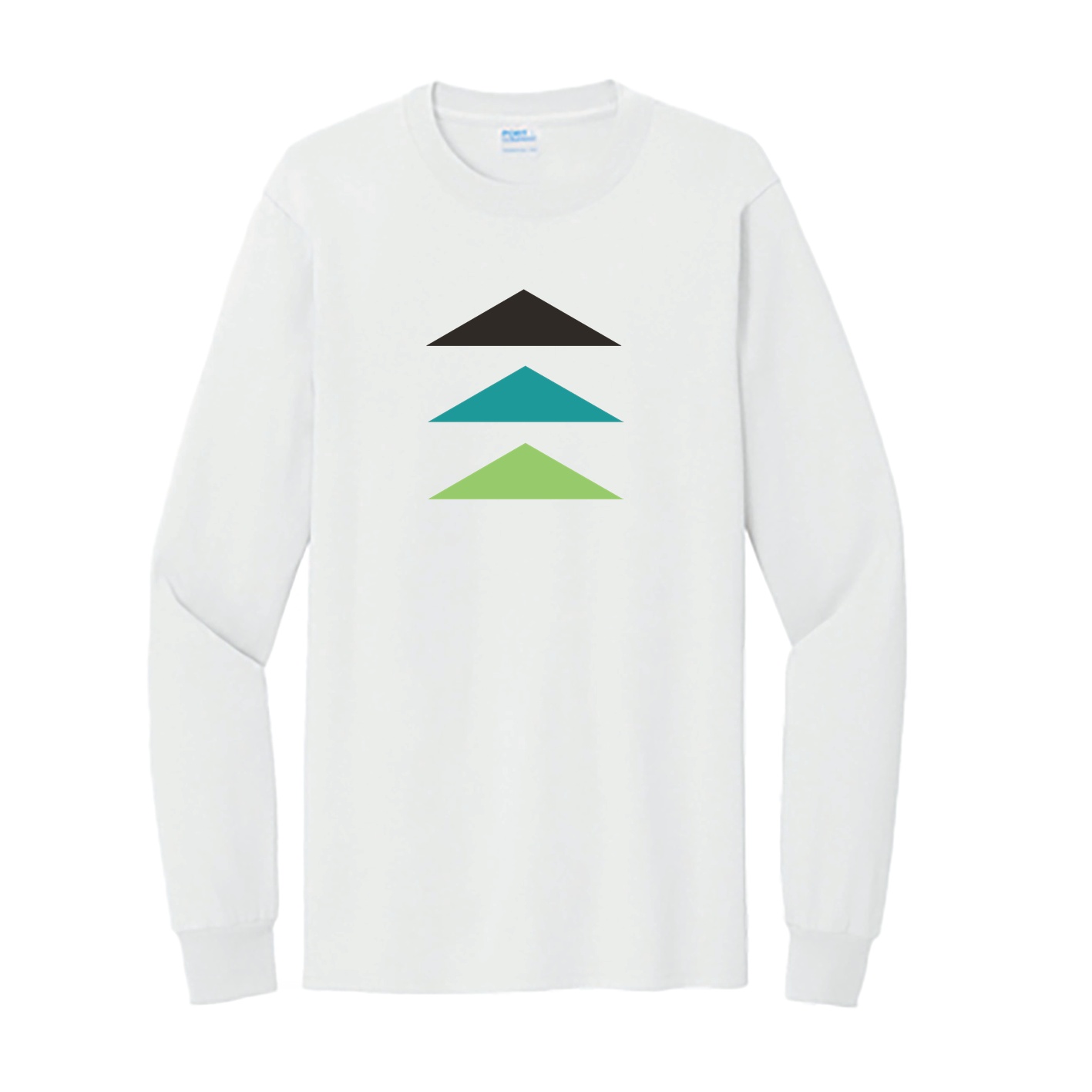 Port & Company Tall Long Sleeve Essential Tee - White - Logo Text Drop