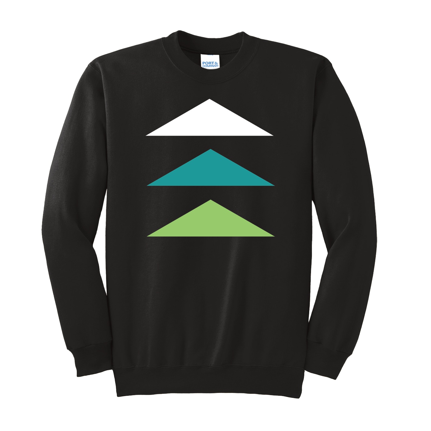 Port & Company Tall Essential Fleece Crewneck Sweatshirt - Black - Logo Text Drop