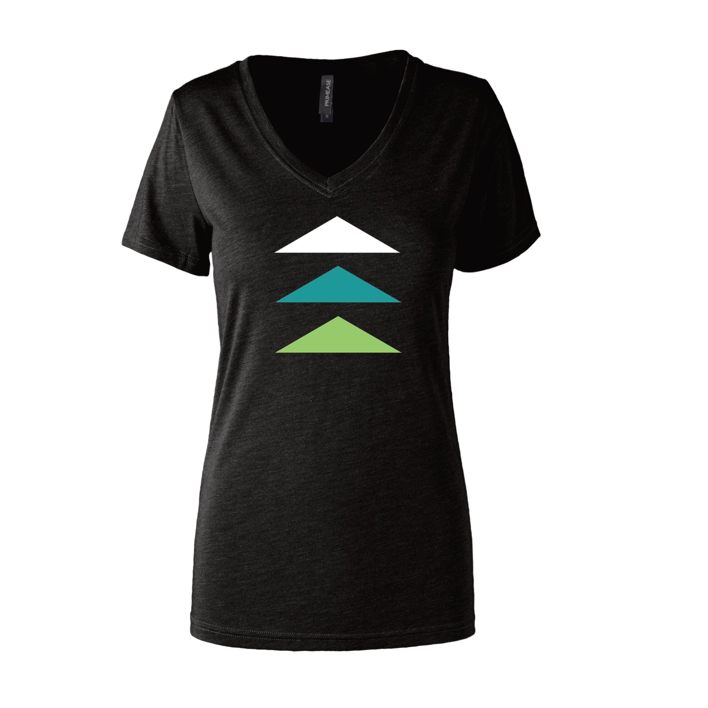 Women's Semi- Fitted Premium V- Neck T-Shirt - Black - Logo Text Drop