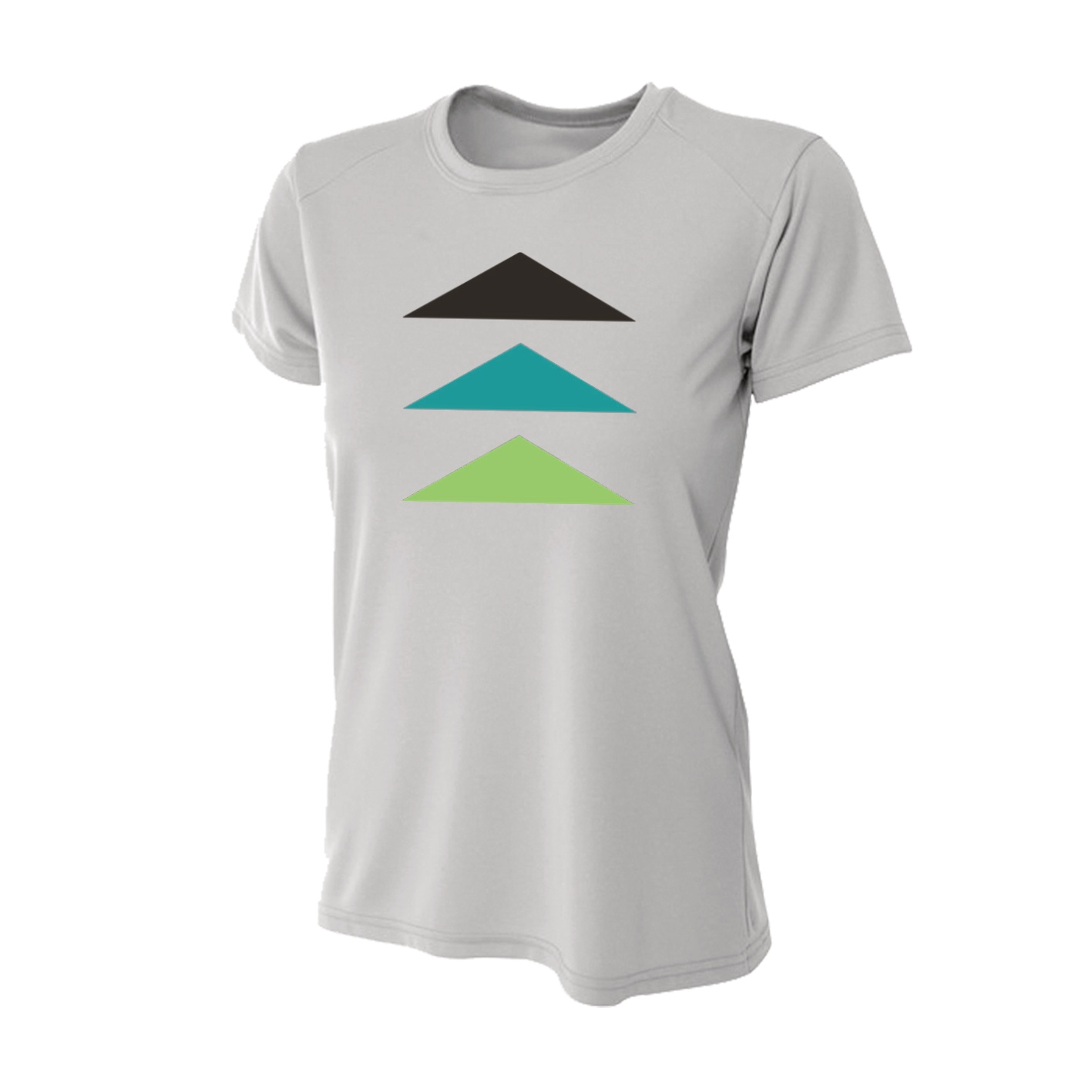 Women's Slim Fitting Performance T-shirt - Silver - Logo Text Drop