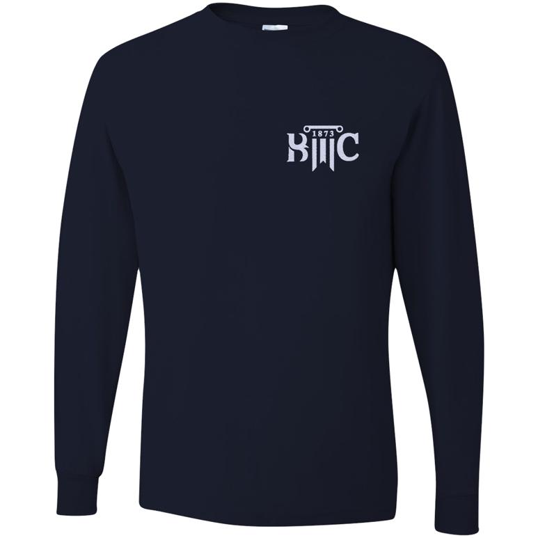 Youth Dri-Power Long Sleeve T-Shirt - Navy - Embroidery Text Drop