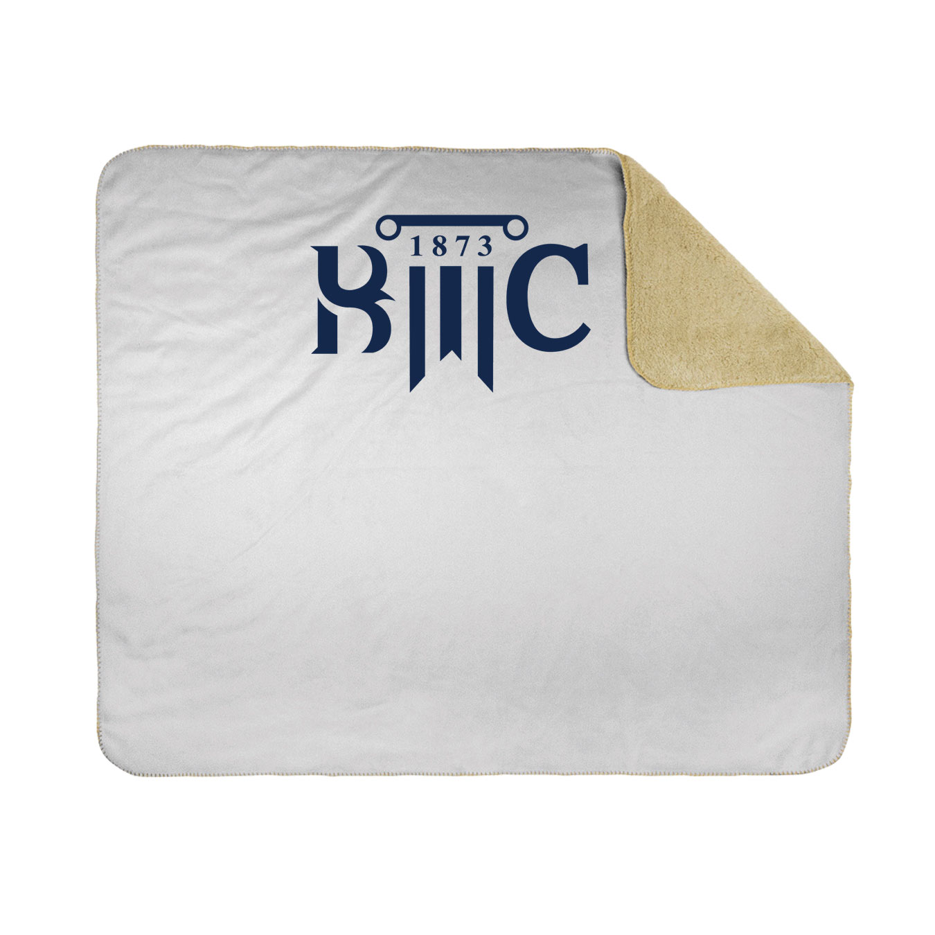 50x60 Sherpa Lined Throw Blanket - White - Logo Text Drop