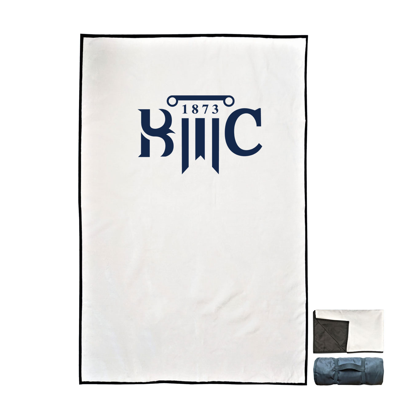 50x60 Stadium Blanket with Carry Strap - White - Logo Text Drop