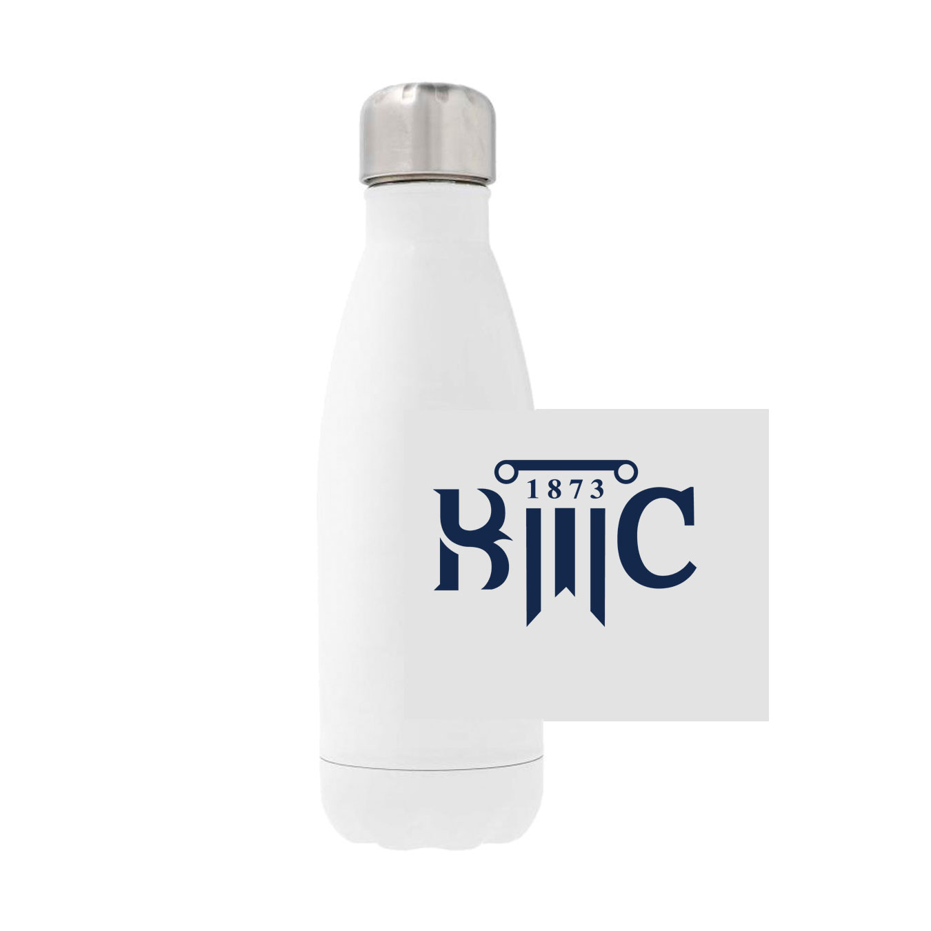 12oz Stainless Steel Water Bottle - White - Logo Text Drop