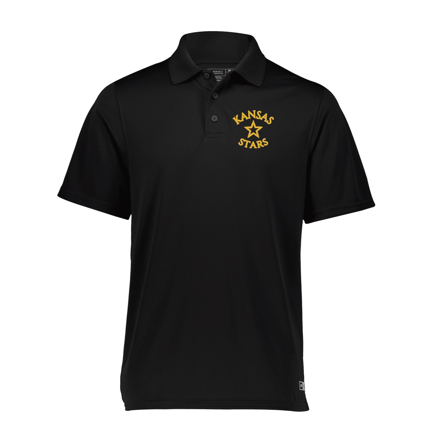 Russell Essential Polo - Black - Embroidery Text Drop