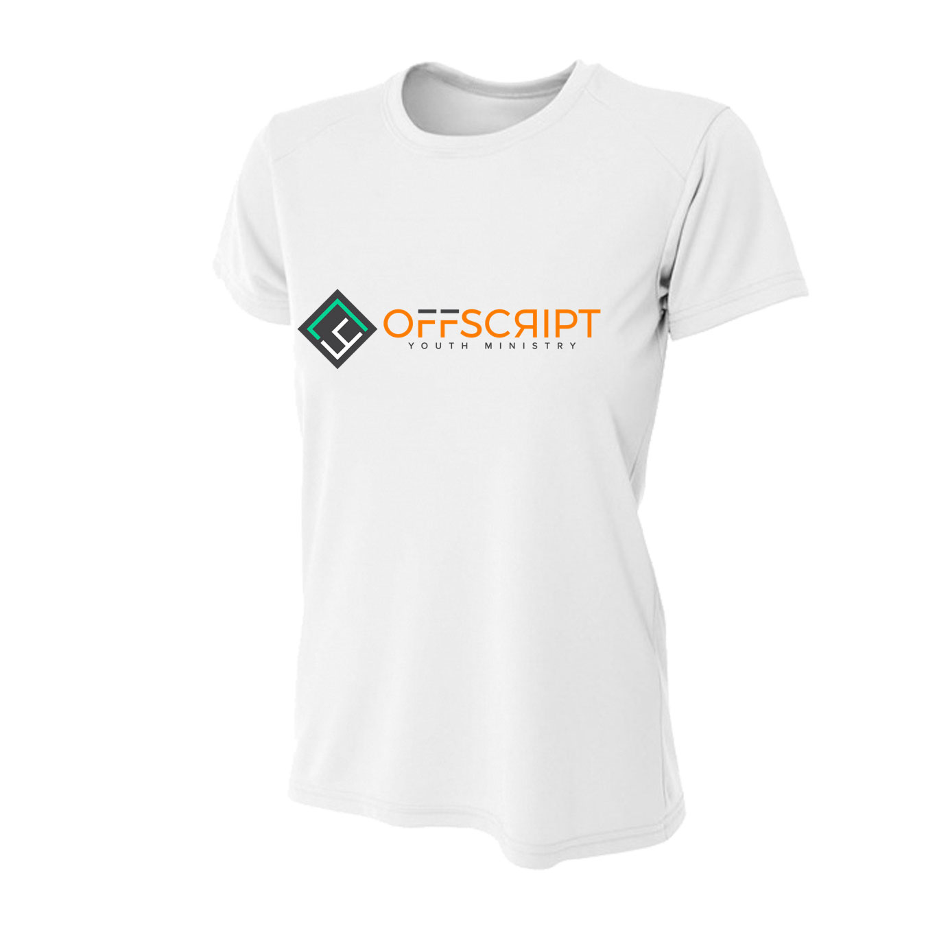 Women's Tight Fit Performance T-Shirt - White - Logo Text Drop
