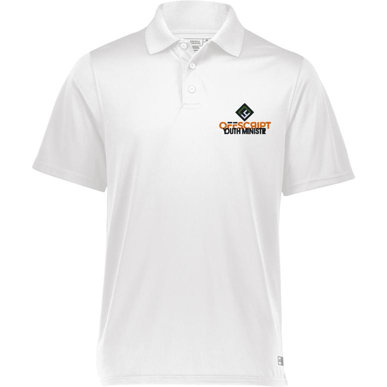 Russell Essential Polo - White - Embroidery Text Drop